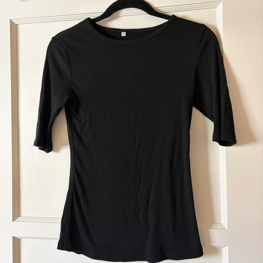 Classic Ribbed Black Women's Top